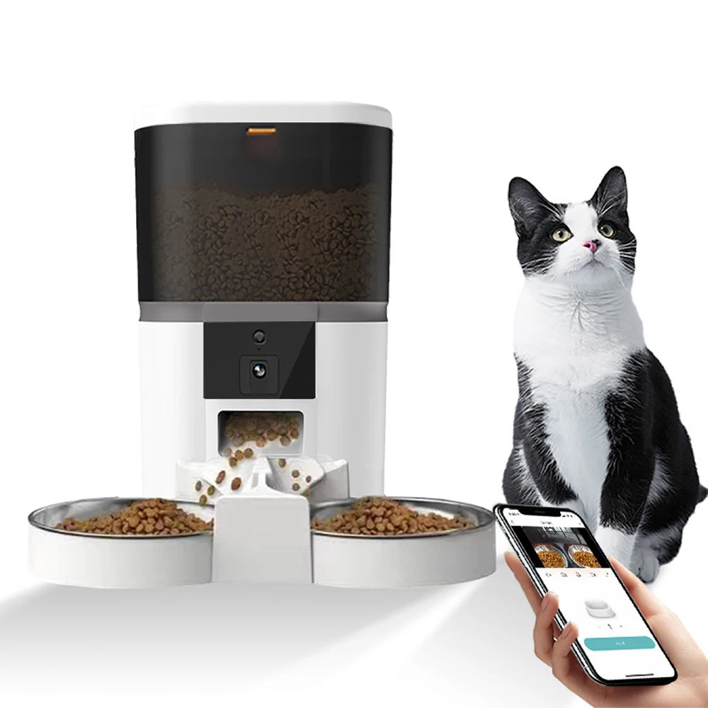Smart Automatische Voerbak met Camera en App – WiFi Voederautomaat voor Katten en Honden