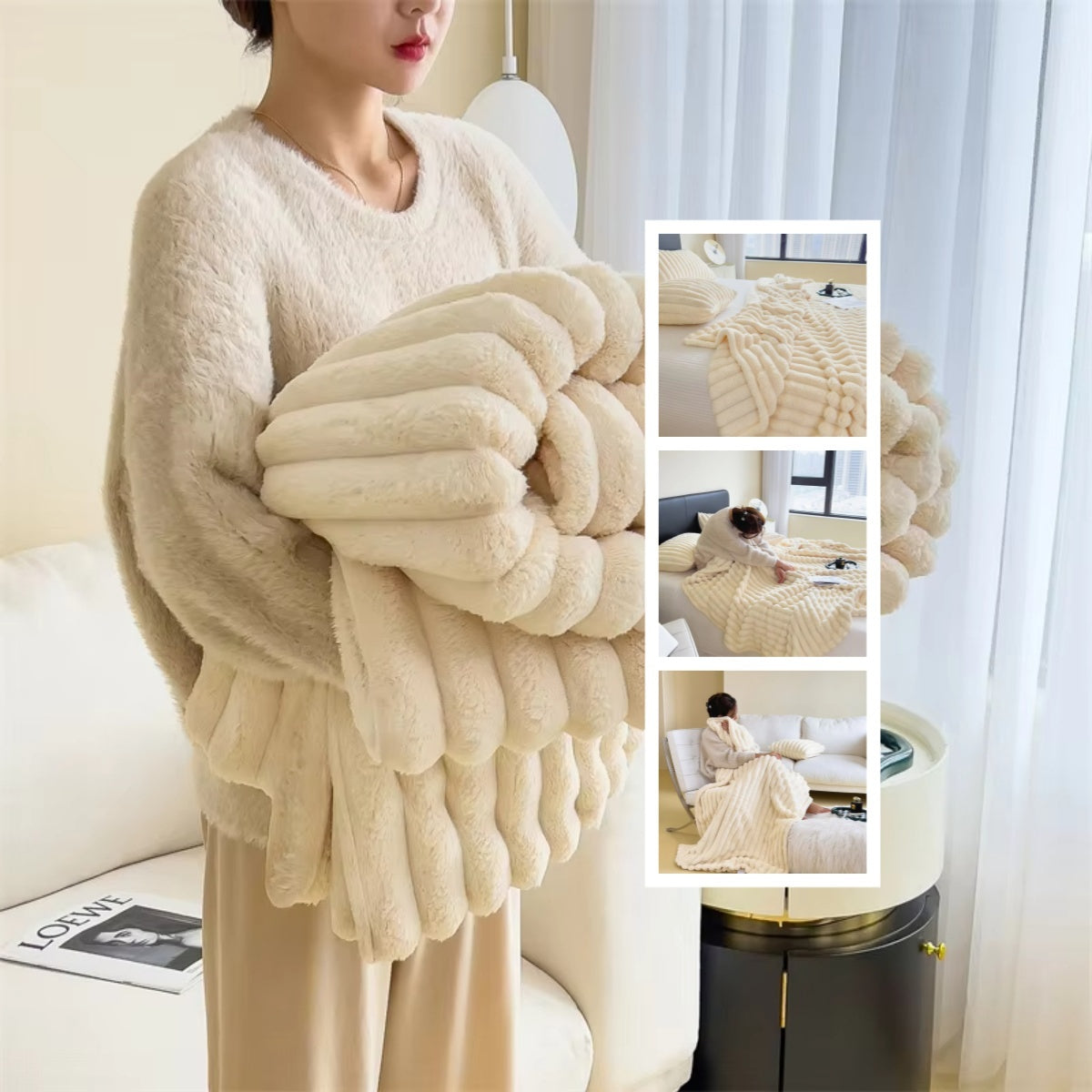 Luxe Bubble Faux Konijnenbont Deken | Dubbelzijdig | 8 Kleuren