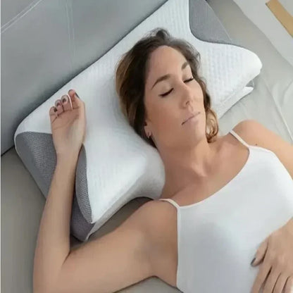 Ergonomisches Kissen - Orthopädisches Nackenkissen gegen Nackenschmerzen - Memory-Schaum - Geeignet für Seiten-, Rücken- und Bauchschläfer