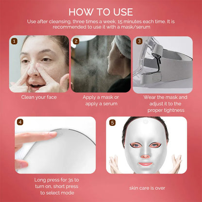 7-in-1 LED Lichttherapie Gezichtsmasker | Draadloos Anti-Aging & Skincare Masker