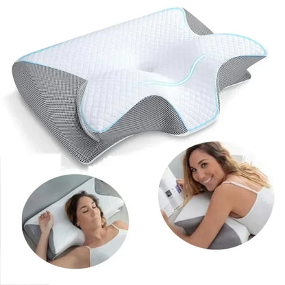 Ergonomisches Kissen - Orthopädisches Nackenkissen gegen Nackenschmerzen - Memory-Schaum - Geeignet für Seiten-, Rücken- und Bauchschläfer