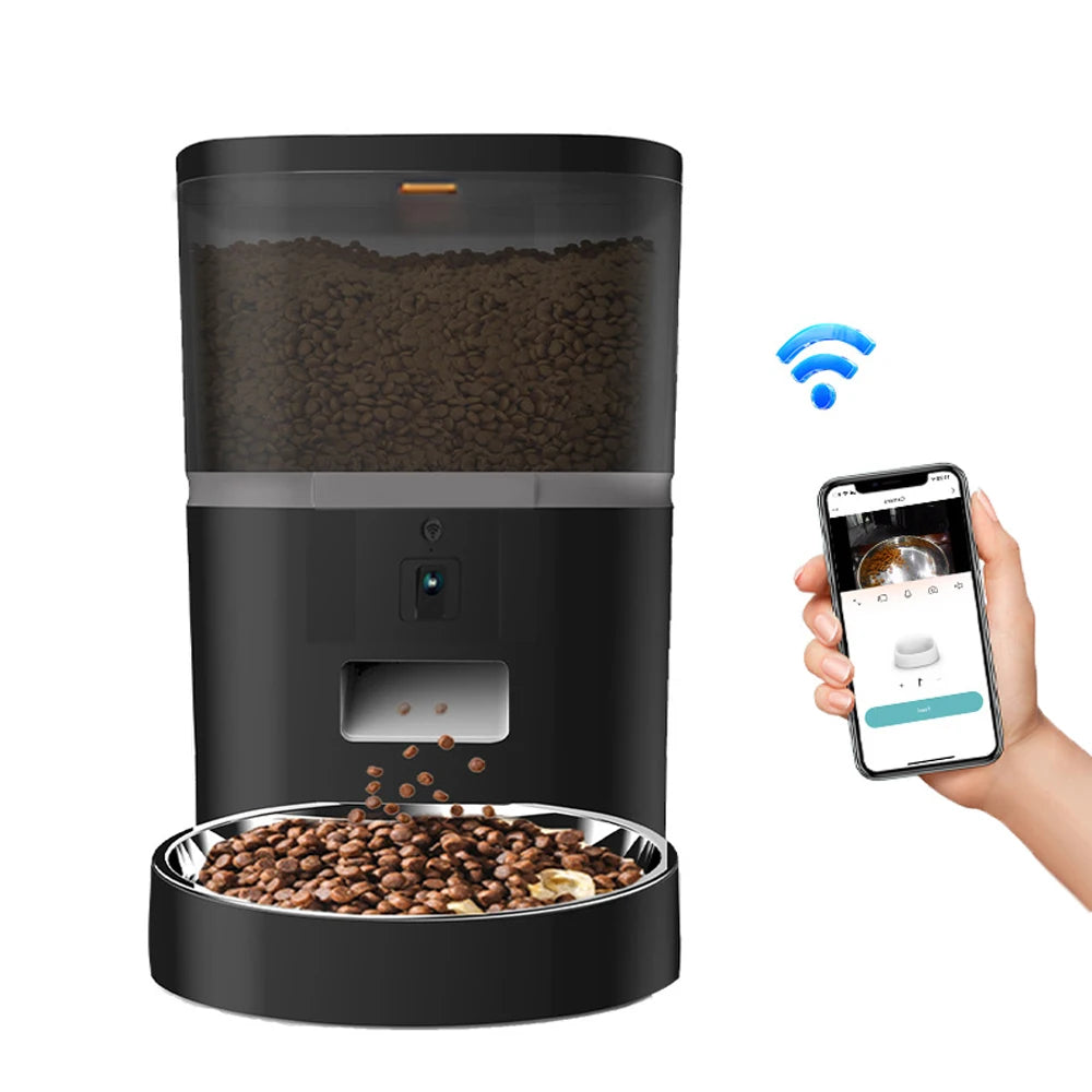Smart Automatische Voerbak met Camera en App – WiFi Voederautomaat voor Katten en Honden