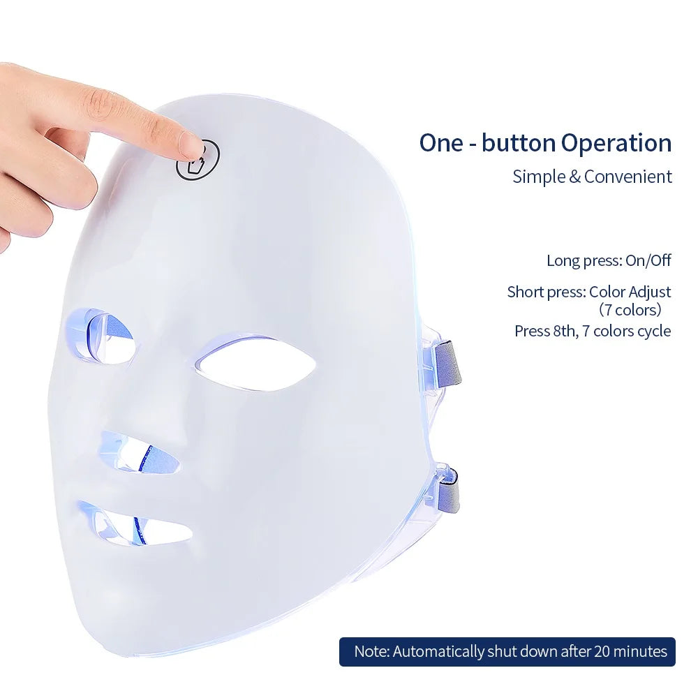 7-in-1 LED Lichttherapie Gezichtsmasker | Draadloos Anti-Aging & Skincare Masker