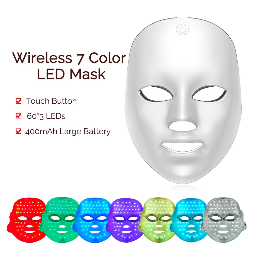 7-in-1 LED Lichttherapie Gezichtsmasker | Draadloos Anti-Aging & Skincare Masker
