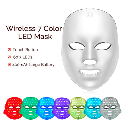 7-in-1 LED Lichttherapie Gezichtsmasker | Draadloos Anti-Aging & Skincare Masker