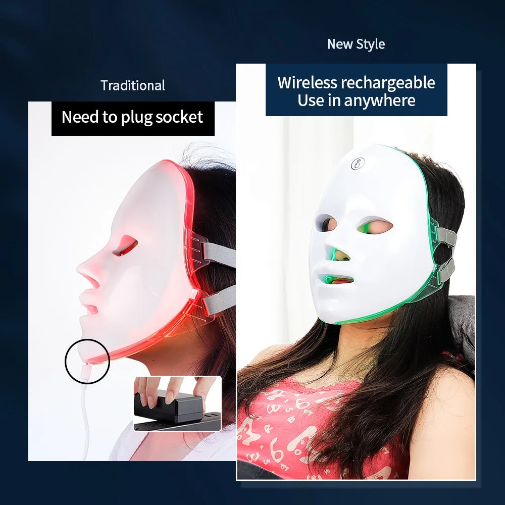 7-in-1 LED Lichttherapie Gezichtsmasker | Draadloos Anti-Aging & Skincare Masker