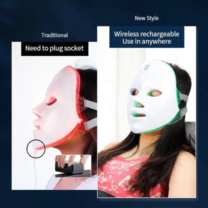 7-in-1 LED Lichttherapie Gezichtsmasker | Draadloos Anti-Aging & Skincare Masker