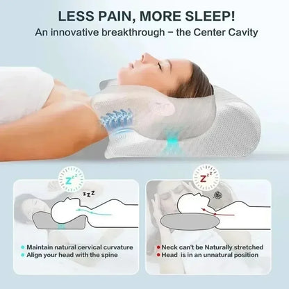 Ergonomisches Kissen - Orthopädisches Nackenkissen gegen Nackenschmerzen - Memory-Schaum - Geeignet für Seiten-, Rücken- und Bauchschläfer