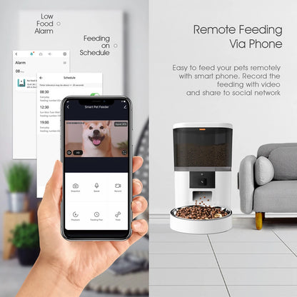 Smart Automatische Voerbak met Camera en App – WiFi Voederautomaat voor Katten en Honden