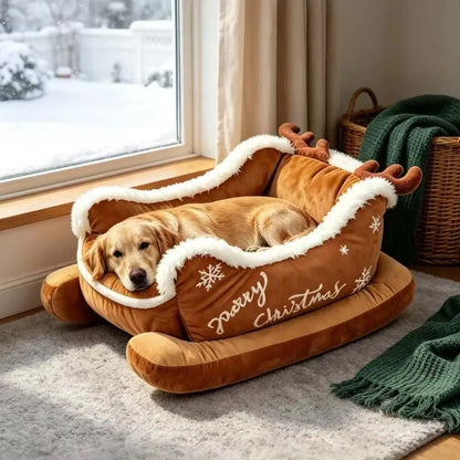 Cesta natalizia di lusso per animali – Morbido letto natalizio per cani e gatti