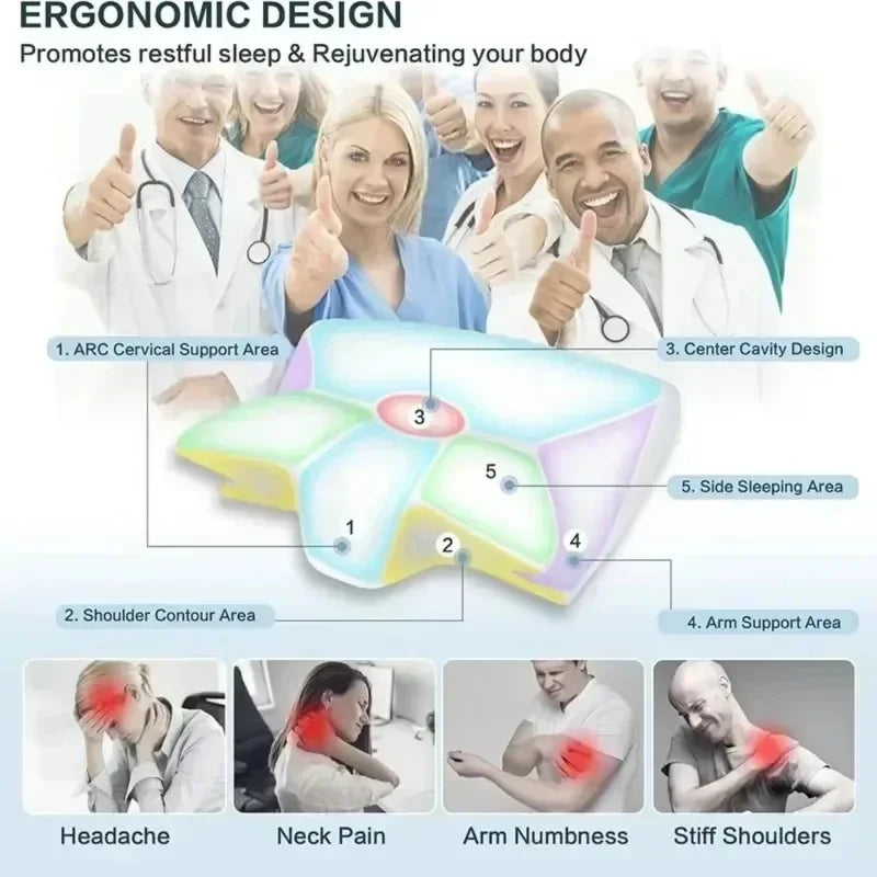 Ergonomisches Kissen - Orthopädisches Nackenkissen gegen Nackenschmerzen - Memory-Schaum - Geeignet für Seiten-, Rücken- und Bauchschläfer