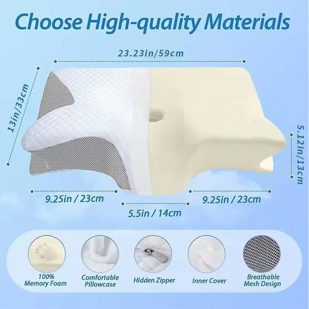 Ergonomisches Kissen - Orthopädisches Nackenkissen gegen Nackenschmerzen - Memory-Schaum - Geeignet für Seiten-, Rücken- und Bauchschläfer